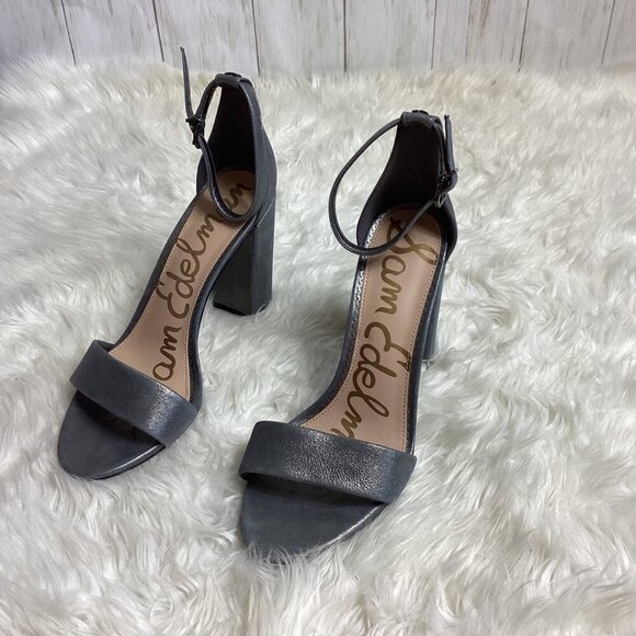 Sam Edelman Womens Yaro Gray and Silver Metallic Heels Size 10 - Picture 7 of 13